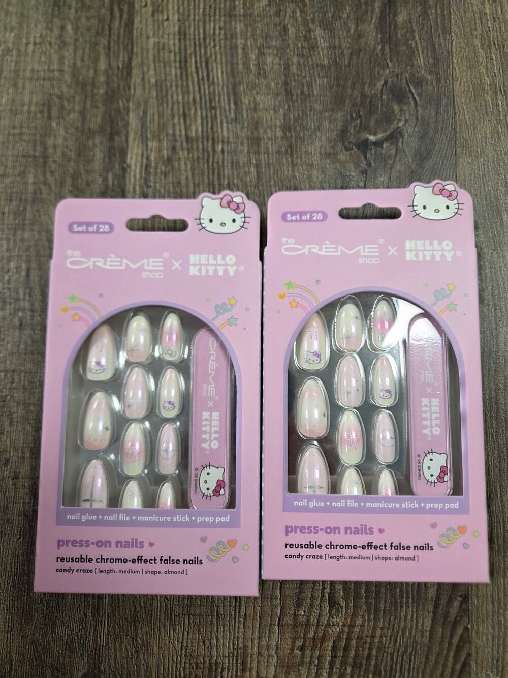 Hello Kitty x The Crème Shop Press-On Nails Set of 28 Purple Cat Eye Almond x2